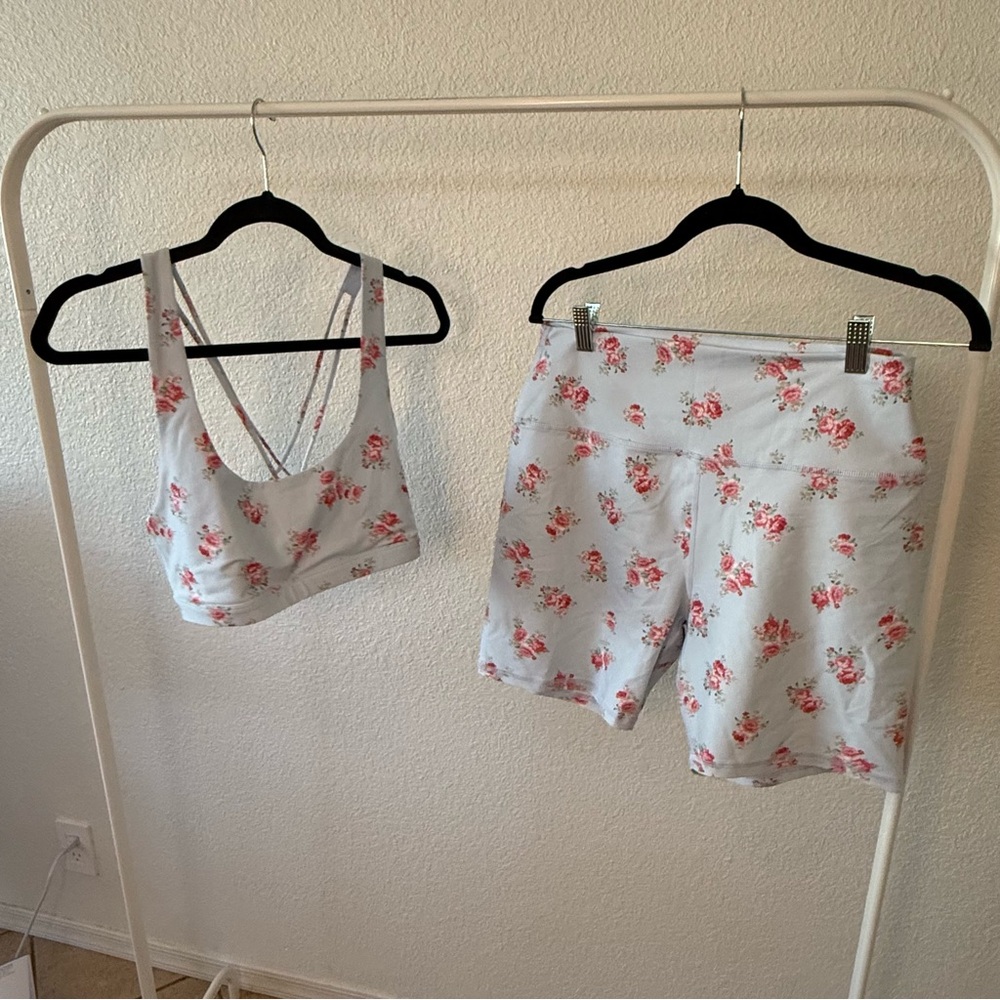 Spiritual Gangster Floral Print Set - blue  and Pink